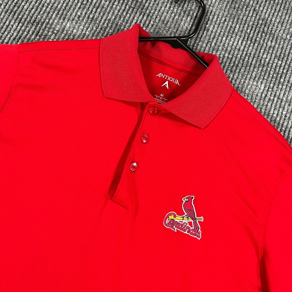 St. Louis Cardinals Polo Shirt Mens Medium Red Short Sleeve Antigua MLB Baseball